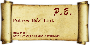 Petrov Bálint névjegykártya
